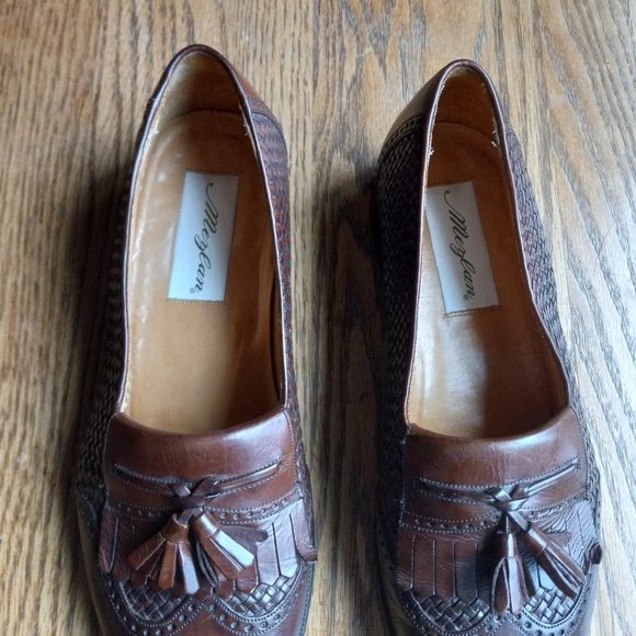 Basketweave Leather Tassel Detail Oxford Wingtip Loafers Sz 8 Academia Artisanal